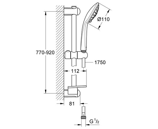 Душевой гарнитур grohe euphoria 110 massage 27226001 3 вида струи в Астане фото № 2