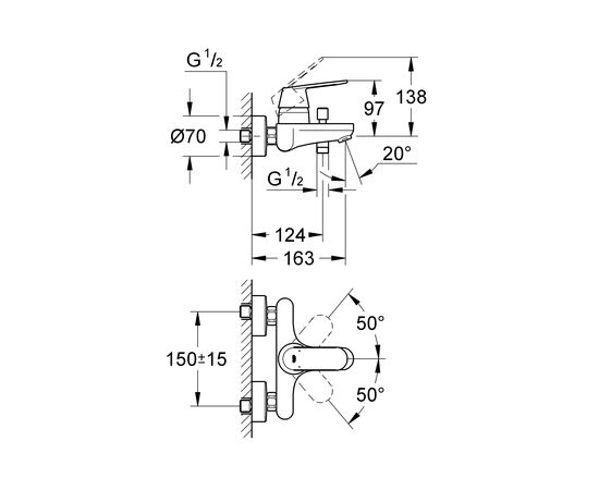 смеситель для ванны grohe eurosmart 32831000 однорычажный в Астане фото № 3