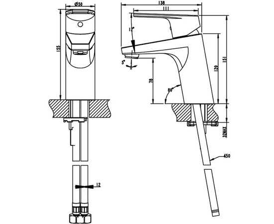 смеситель для раковины bravat line f15299c-1  (к/к 6) в Астане фото № 2