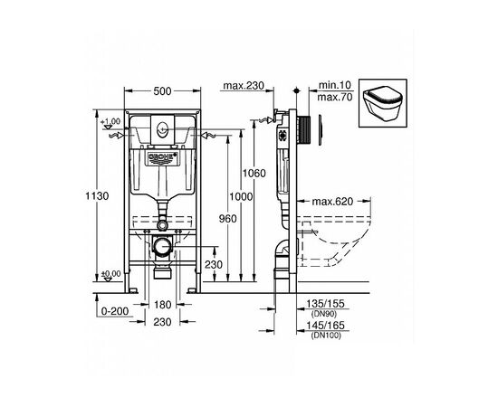 Инсталляция для подвесного унитаза grohe 38750001 в Астане фото № 2