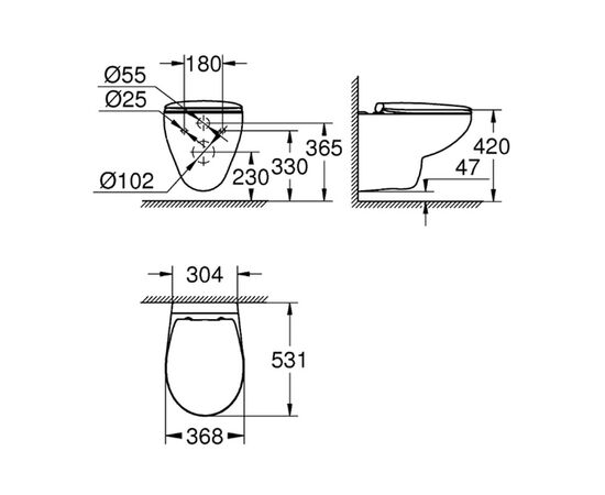 унитаз подвесной grohe bau ceramiс 39351000 безободковый с микролифтом в Астане фото № 5