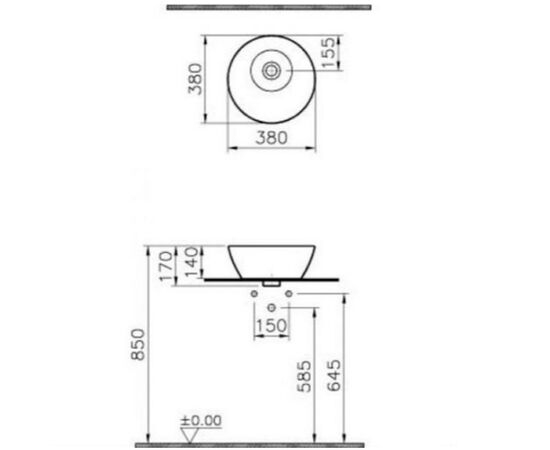раковина накладная vitra metropole 5940b003-0012 45см в Астане фото № 2