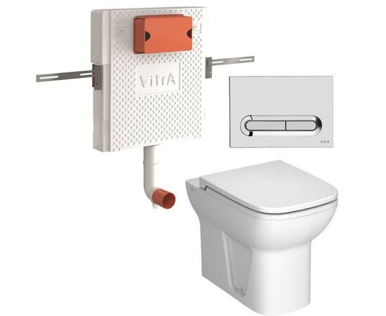Комплект vitra s20: унитаз 5520b003-0075 с инсталляцией и кнопкой 740-0780 в Астане фото № 1