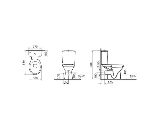 унитаз-компакт vitra norm fest 9780b099-7208 напольный в Астане фото № 3