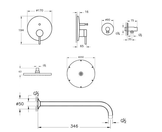 Душевая система vitra origin a4926636exp, черный матовый в Астане фото № 6