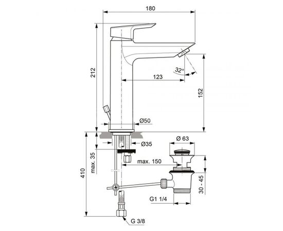 смеситель для раковины ideal standard tesi a6563aa высокий в Астане фото № 4