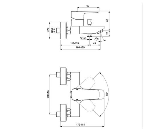 смеситель для ванны ideal standard ceraplan iii b0718aa в Астане фото № 4