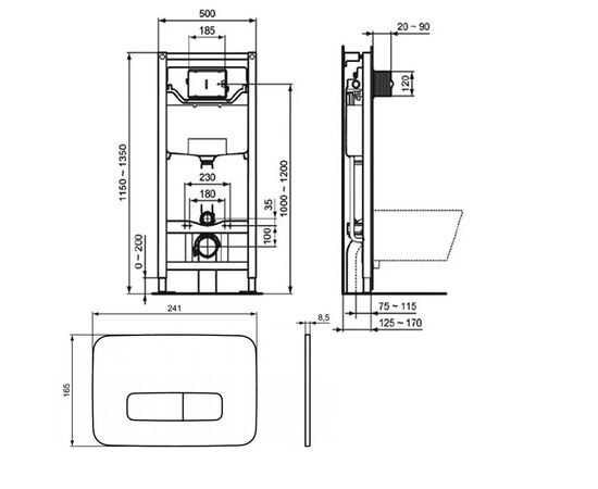 Инсталляция ideal standard 3в1 prosys frame 120 m r020467 с кнопкой смыва r0123a6 и крепежом в Астане фото № 2