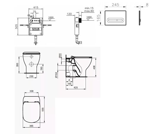 Комплект ideal standard tesi: унитаз t007701 aquablade с инсталляцией и кнопкой 740-0780 в Астане фото № 2