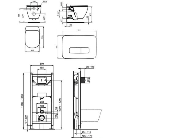 Комплект ideal standard tesi: унитаз t007901 aquablade  с инсталляцией и кнопкой m3 r0123ac в Астане фото № 2