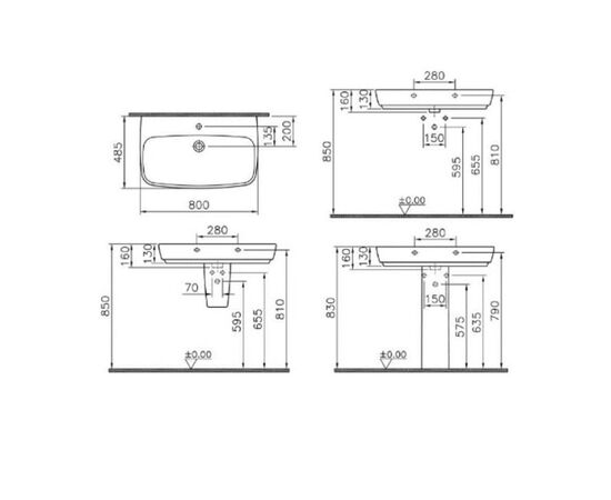 раковина подвесная vitra shift 4384b003-0001 80 см на полуножке в Астане фото № 2
