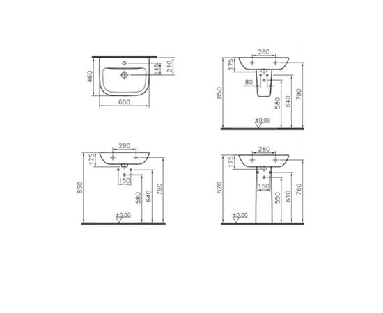 раковина подвесная vitra s20 5503b003-0001 60 см на полуножке в Астане фото № 3