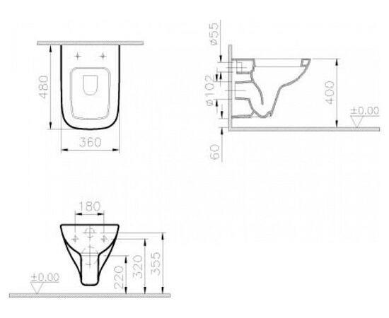 Подвесной унитаз vitra s20 5505b003-0101 48см с микролифтом в Астане фото № 3