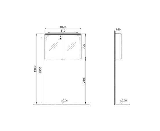 Зеркальный шкаф vitra metropole 58213 100см с подсветкой, цвет сливовое дерево в Астане фото № 3