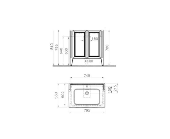 тумба с раковиной vitra valarte 62154 80см, цвет серый матовый в Астане фото № 2