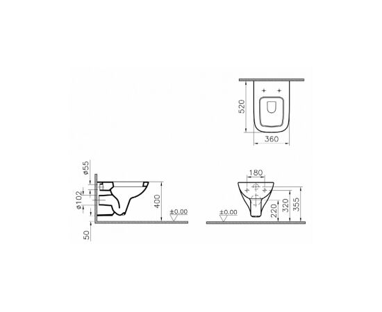 унитаз подвесной vitra s20 5505b003-0101 48см с крышкой дюропласт (комплект) в Астане фото № 3
