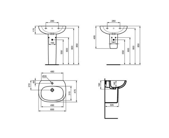 раковина с пьдесталом ideal standard tesi t351401 60 см в Астане фото № 3