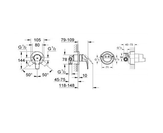 Встраиваемый смеситель grohe baucurve 29044000 для душа, маленький корпус в Астане фото № 2