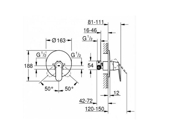Встраиваемый смеситель grohe eurosmart 32880000 для душа, хром в Астане фото № 2