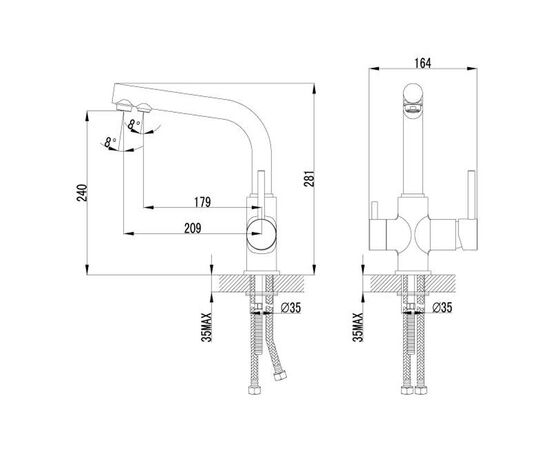 Lm3061c comfort смеситель для кухни, с дополнительным подключением к фильтру для питьевой вод хром в Астане фото № 2