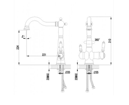 Lm3065c comfort смеситель для кухни, с дополнительным подключением к фильтру для питьевой вод хром в Астане фото № 3
