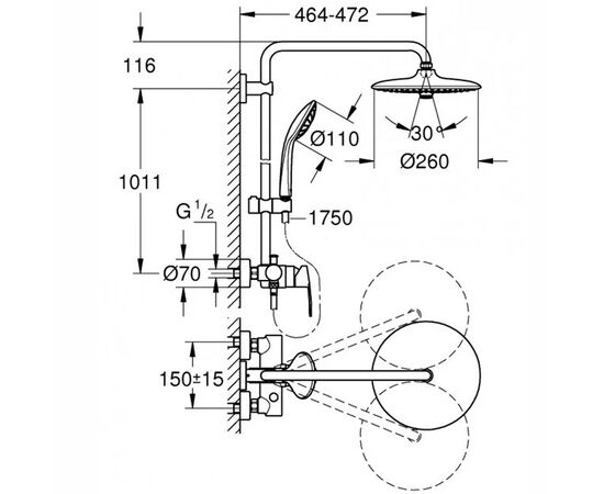 Душевая система grohe euphoria system 260 27473001 в Астане фото № 3