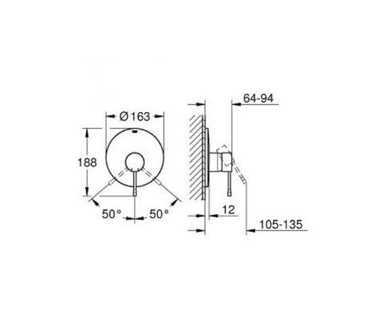 Встраиваемый смеситель grohe essence 19286001 для душа в Астане фото № 2