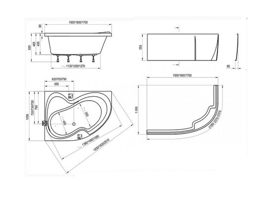 Ванна акриловая ravak rosa 150*105 левая в комплекте с панелью и каркасом в Астане фото № 4