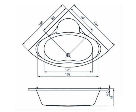 Ванна акриловая cersanit venus 150x150 угловая в Астане фото № 3