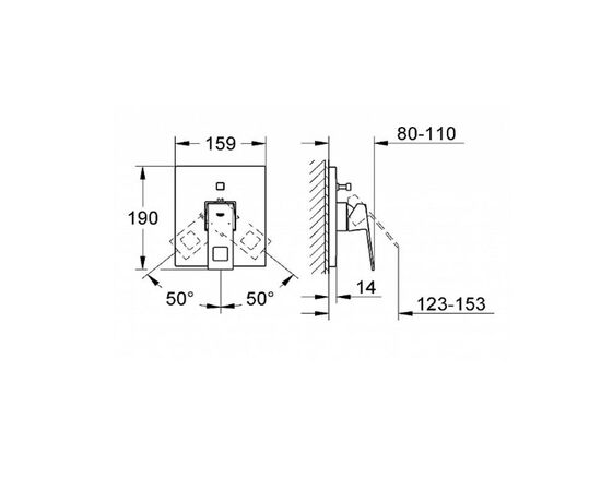 19896000 eurocube смеситель для ванны + встроенный механизм grohe rapido e для скрытого монтажа (35501000) в Астане фото № 2