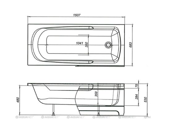 Ванна акриловая aquanet 150x70 extra с каркасом в Астане фото № 4