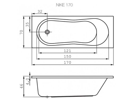 Акриловая ванна cersanit nike 170x70 прямоугольная в Астане фото № 3