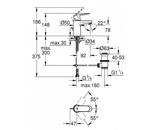 смеситель для раковины grohe eurosmart cosmopolitan 32825000 в Астане фото № 3