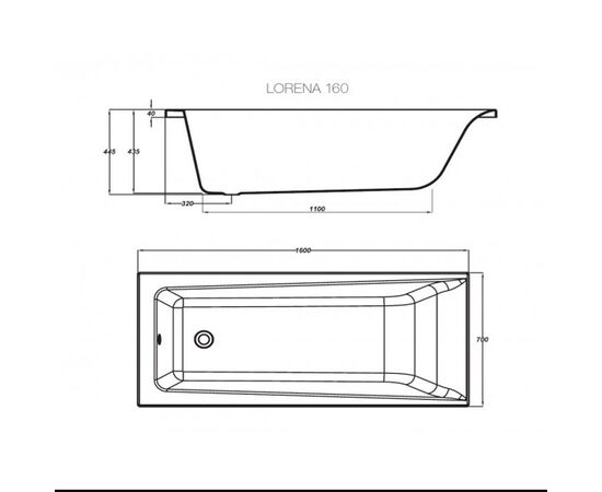 Ванна акриловая cersanit 160x70 lorena c ножками в комплекте в Астане фото № 3