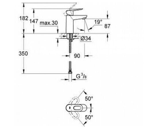 23335000 grohe bauloop ohm смеситель для раковины s size с донным клапаном в Астане фото № 3