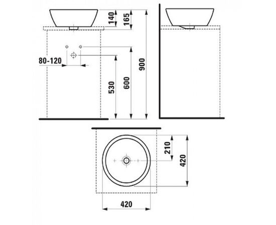 Pro b - 1296.2.000.109.1 раковина на столешницу laufen d42cm в Астане фото № 4