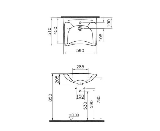 раковина специального назначения vitra arkitekt 6147b003-0001 60см в Астане фото № 3