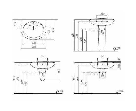 раковина подвесная ideal standard sanremo w407001 65см без полуножки в Астане фото № 3