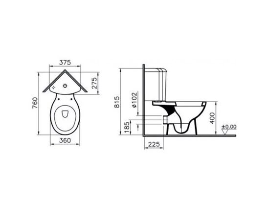 унитаз напольный угловой vitra arkitekt 9754b003-7200 комплект в Астане фото № 3