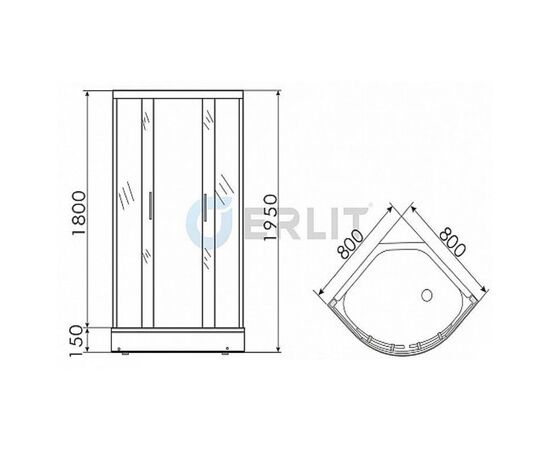 Душевой уголок erlit 80x80 er0508-c4 в Астане фото № 3