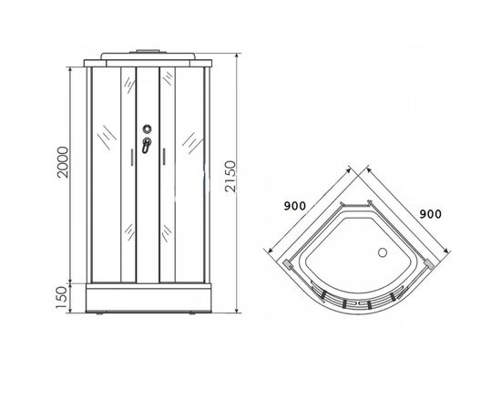 Душевая кабина erlit 90x90 er4509p-c3 в Астане фото № 2