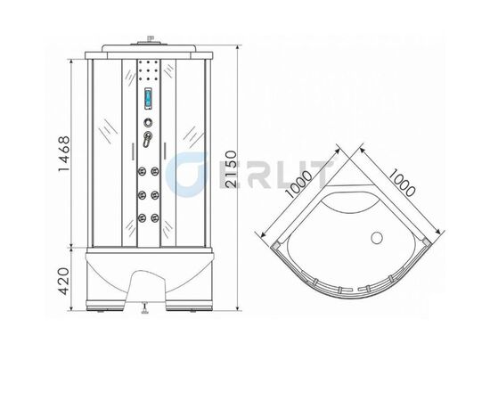 Душевая кабина erlit 100x100 er4510tp-c3 в Астане фото № 3