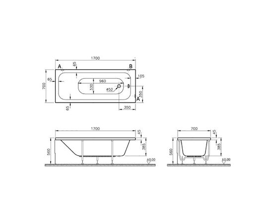 Ванна акриловая vitra balance 170x70 55180001000 в Астане фото № 3