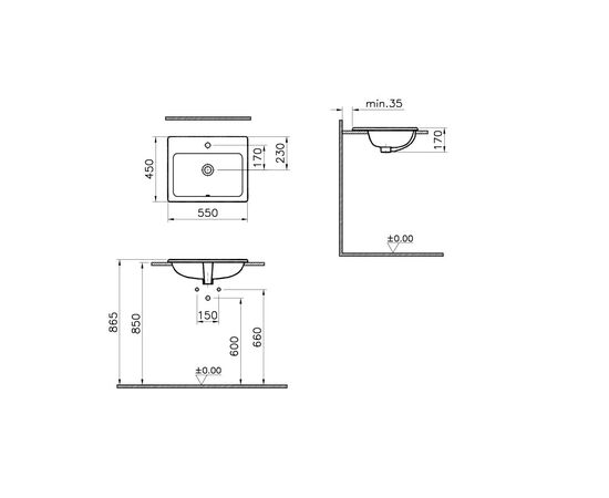 раковина на столешницу vitra s20 5465b003-0001  55см в Астане фото № 3