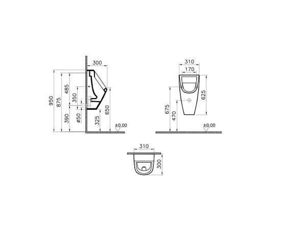 Писсуар vitra s20 5462b003-0198 /1069 подвод воды сверху в Астане фото № 2