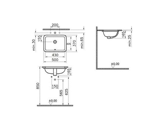 раковина под столешницу vitra s20 5474b003-0618 50х37 см в Астане фото № 3