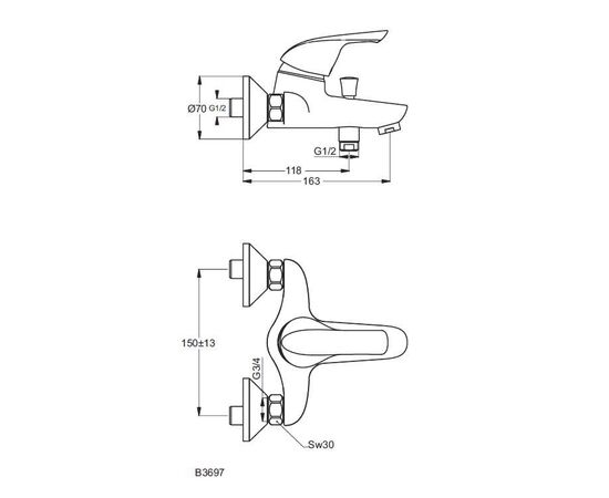 смеситель для ванны ideal standard ceraplan new b3697aa в Астане фото № 2