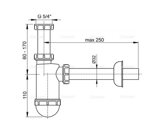 сифон для раковины alcaplast  a410 с нержавеющей peшeткой в Астане фото № 2