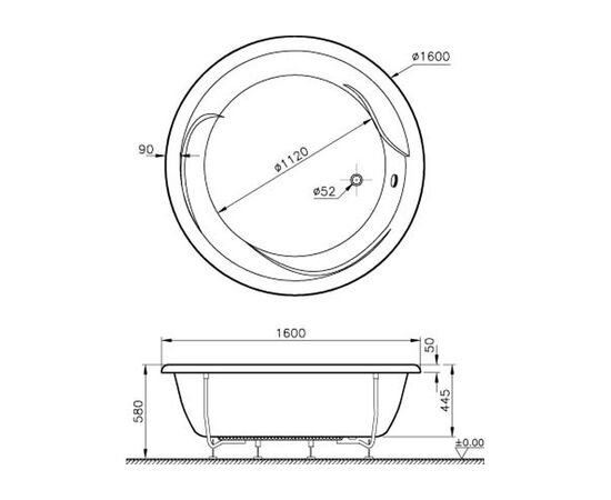 Ванна акриловая vitra 160x160 helice 50560001000  круглая в Астане фото № 3