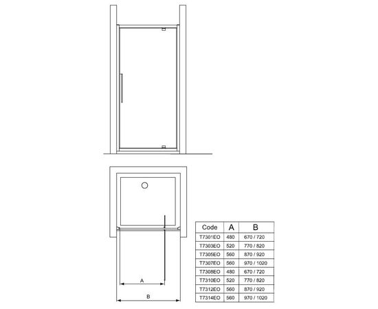 Дверь для душа ideal standard kubo t7305eo ширина 90см в Астане фото № 1